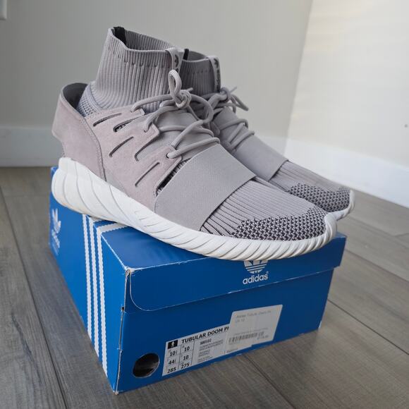 adidas Originals Tubular Doom Winter Grey Primeknit Sock Trainers Men Sz 10.5 US